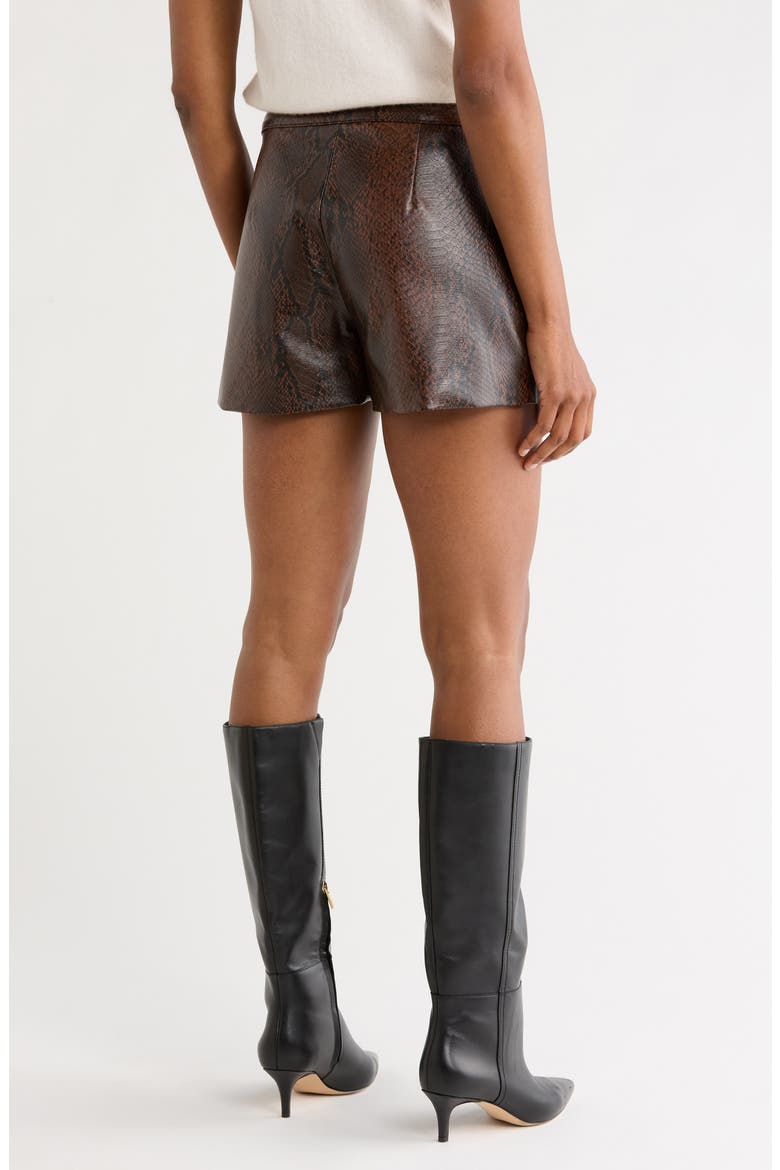 Belted Faux Snakeskin Shorts, Alternate, color, COCOA SNAKE
