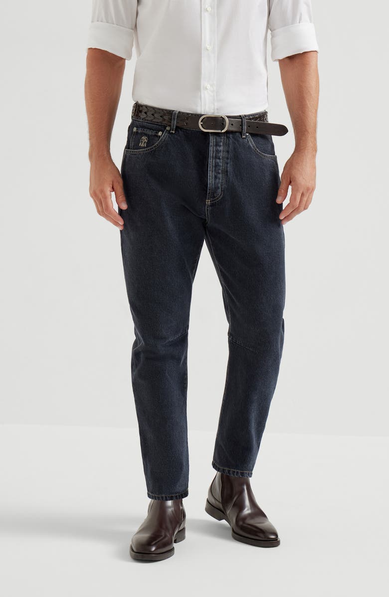 Brunello Cucinelli Leisure fit five-pocket trousers, Alternate, color, Dark Grey