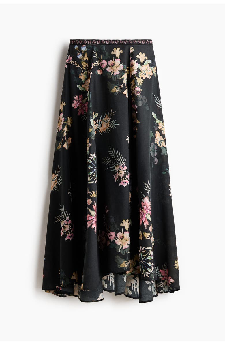 H&M Loose-fit Maxi Skirt, Main, color, Black/Floral