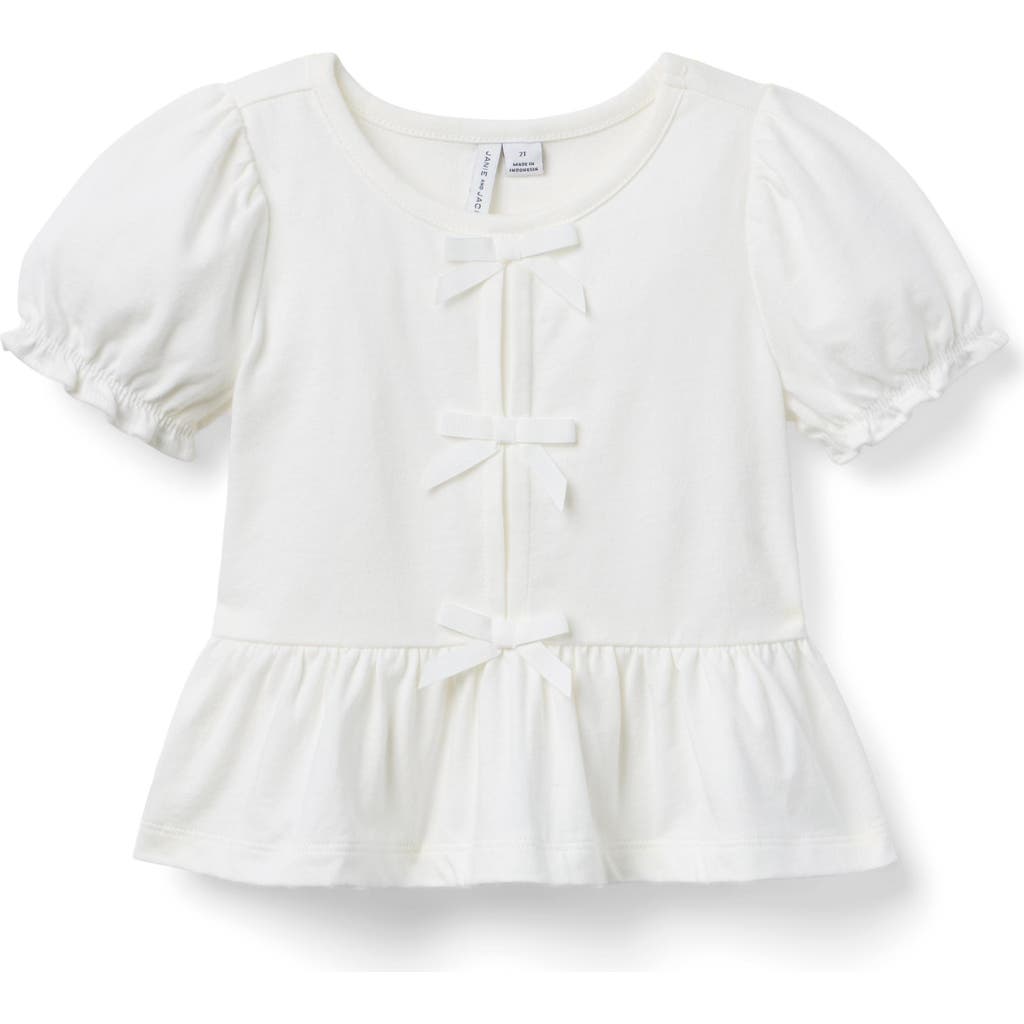 Janie And Jack Bow Peplum Top In White