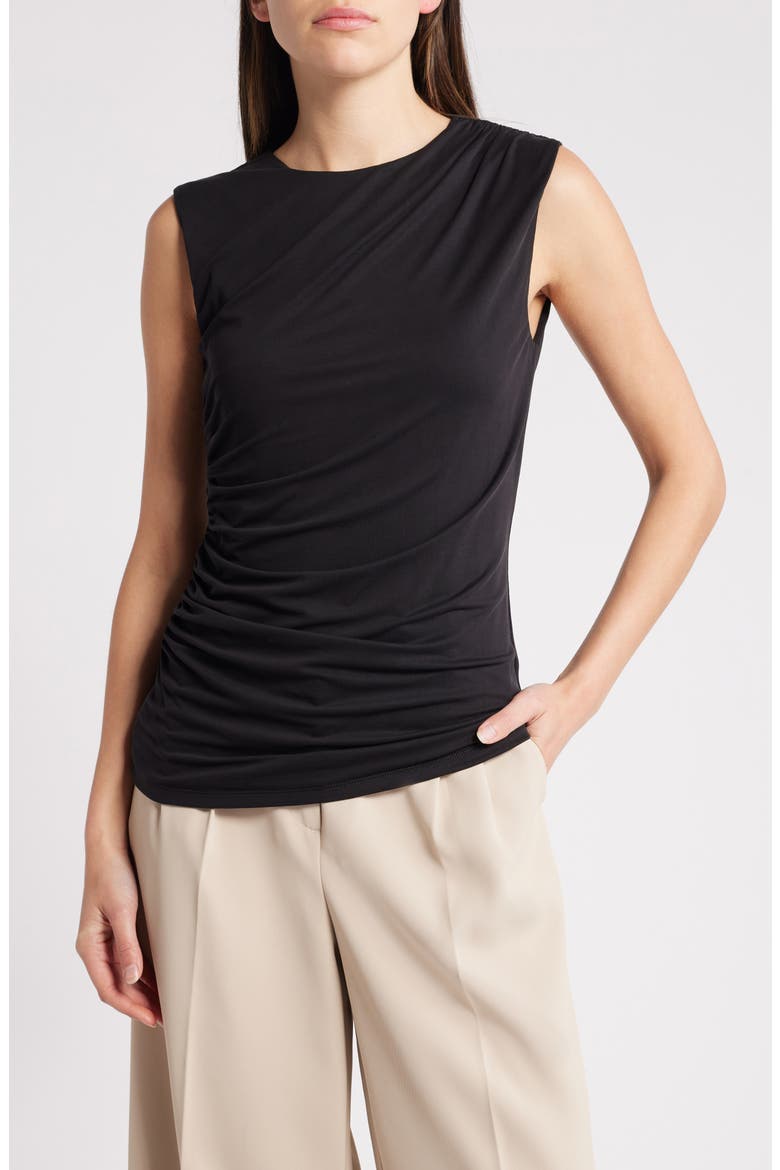 Aliz Ruched Top, Main, color, BLACK