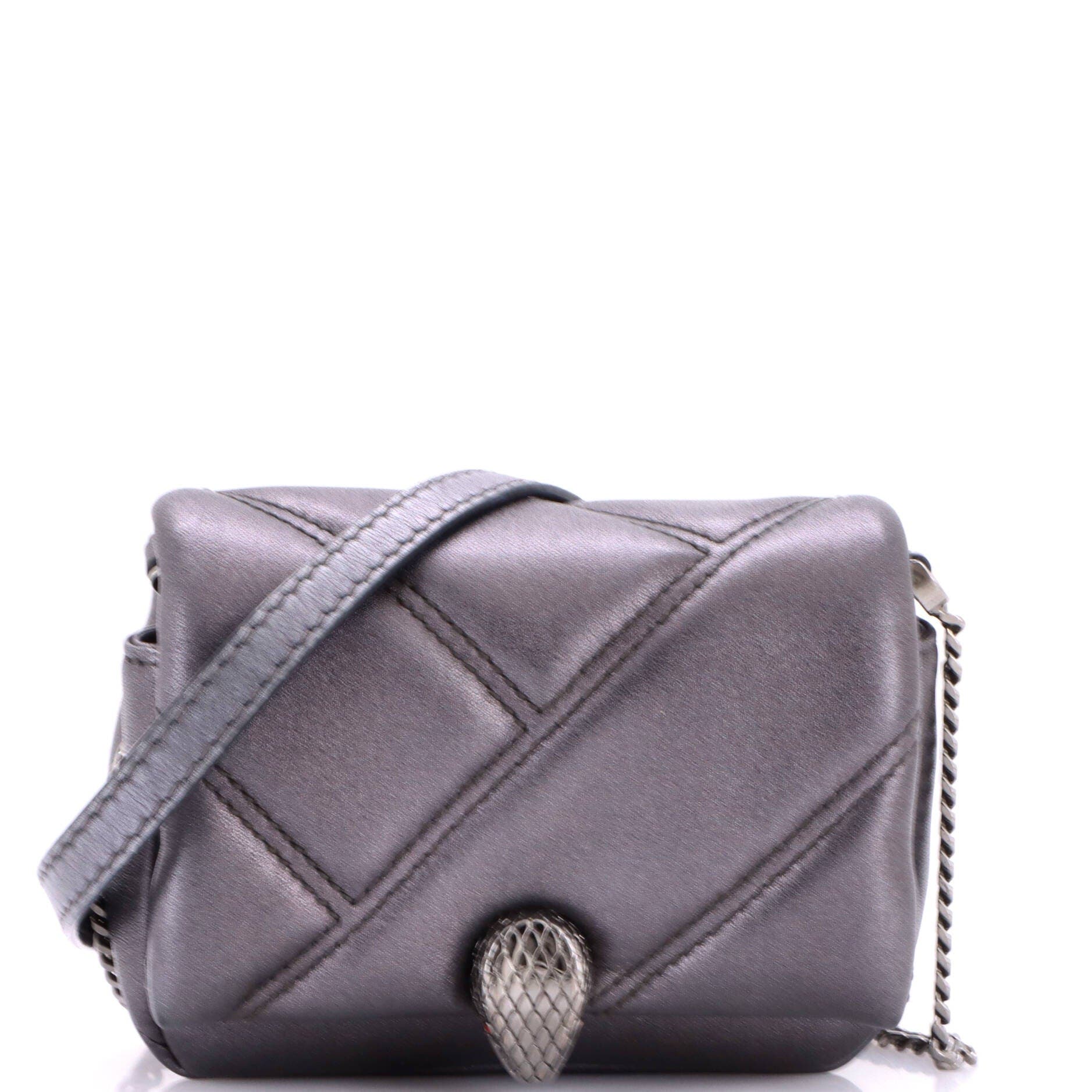 Serpenti Cabochon Shoulder Bag Diagonal Quilted Leather Micro, Main, color, Grey