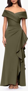 Xscape Evenings Off the Shoulder Scuba Mermaid Gown