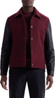 Bugatchi Leather Sleeve Tweed Jacket