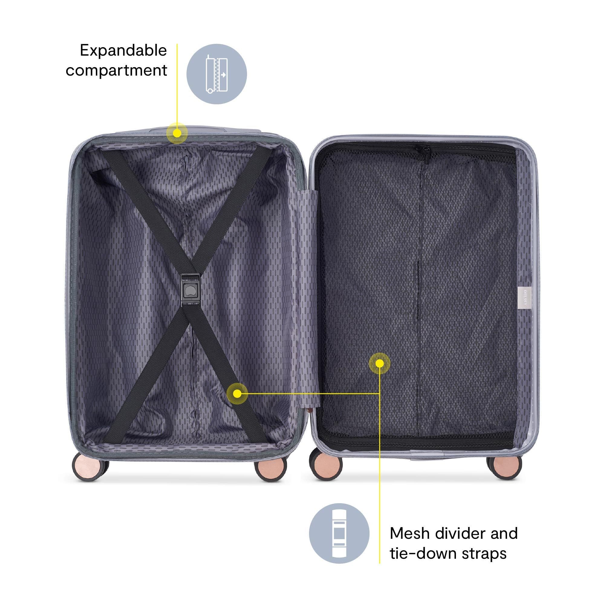 Delsey Paris Alexis Hardside 21-Inch Carry-On Expandable Spinner Luggage, Alternate, color, Platinum/Rose Gold