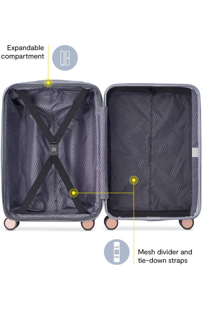 Delsey Paris Alexis Hardside 21-Inch Carry-On Expandable Spinner Luggage, Alternate, color, Platinum/Rose Gold
