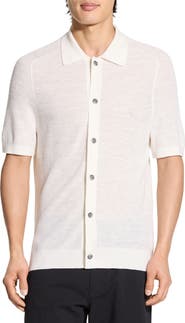 Theory Pacific Line Short Sleeve Linen & Cotton Blend Cardigan