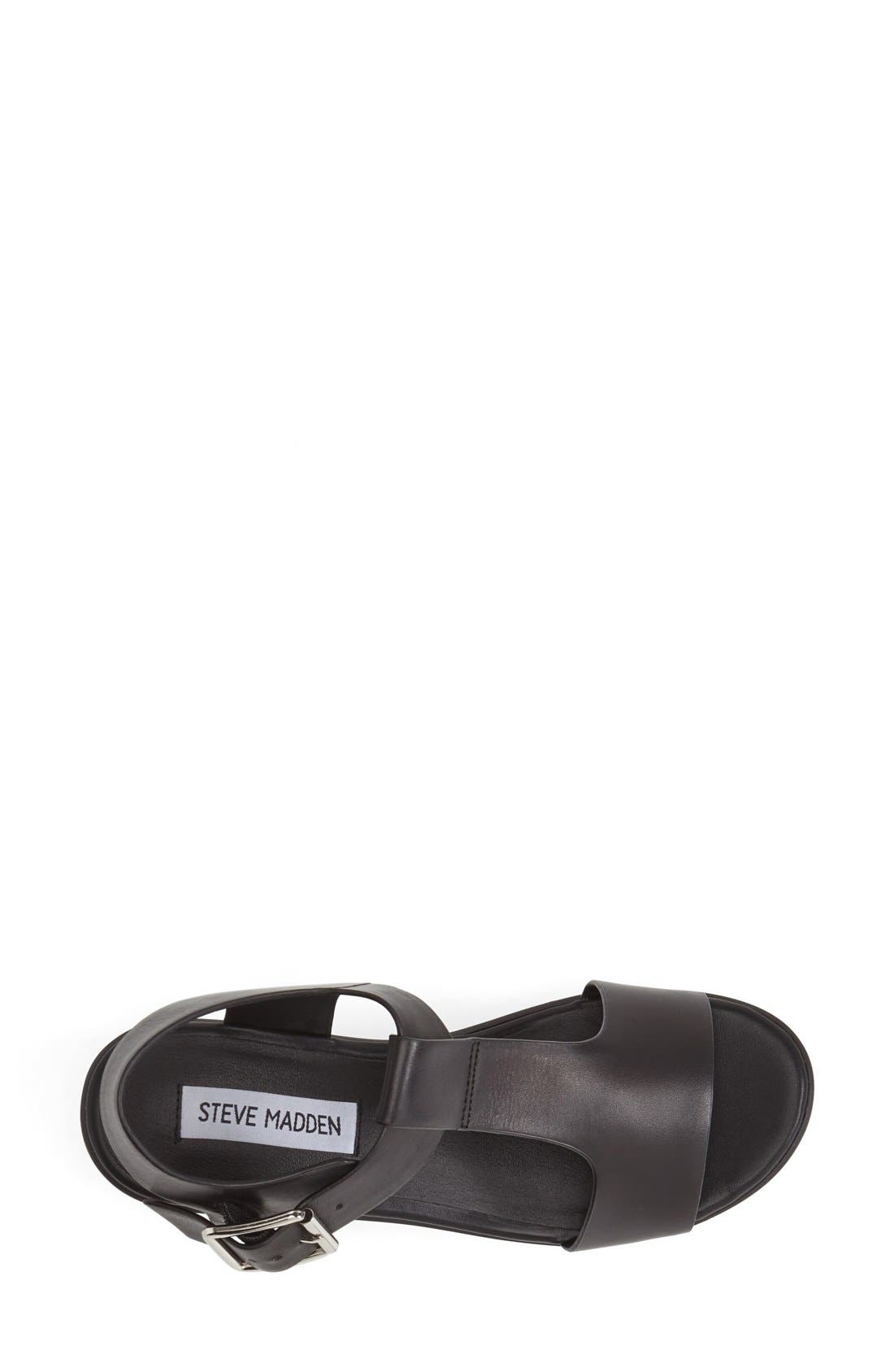 'Stefano' T-Strap Leather Platform Sandal, Alternate, color, BLACK