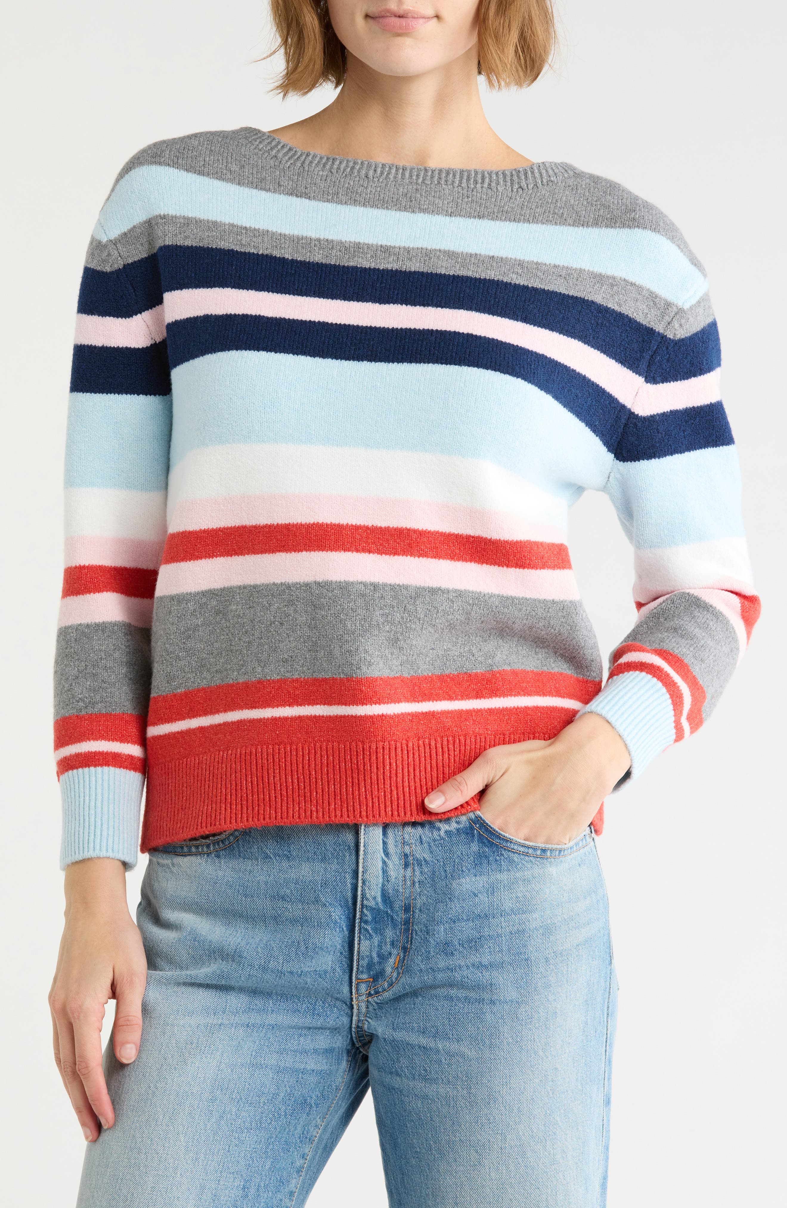 Stripe Boat Neck Sweater