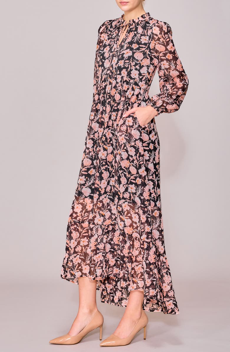 MELLODAY Long Sleeve Front Tie Maxi Dress, Alternate, color,