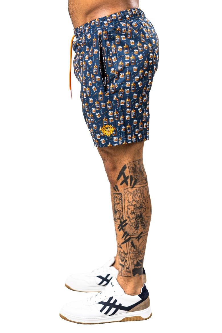 Swim Marthyr Print Swim Trunks, Alternate, color, BLACK
