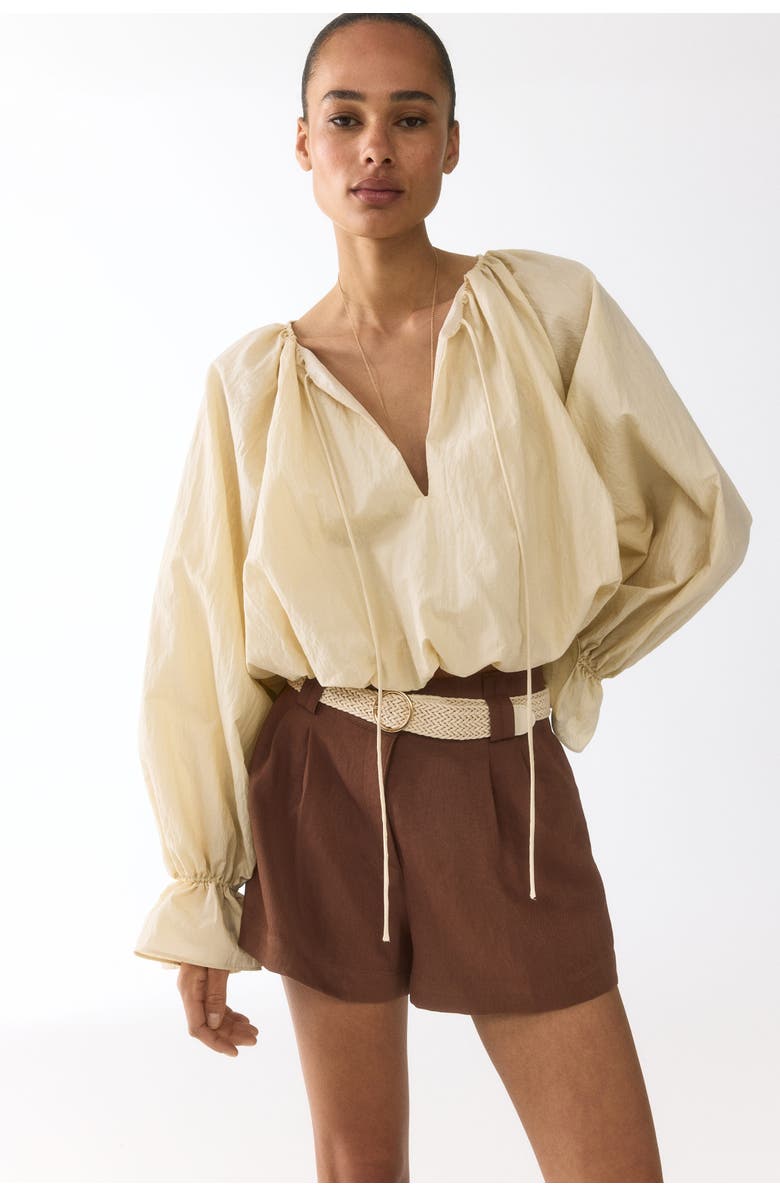 H&M Belted Tailored Shorts, Alternate, color, Brown