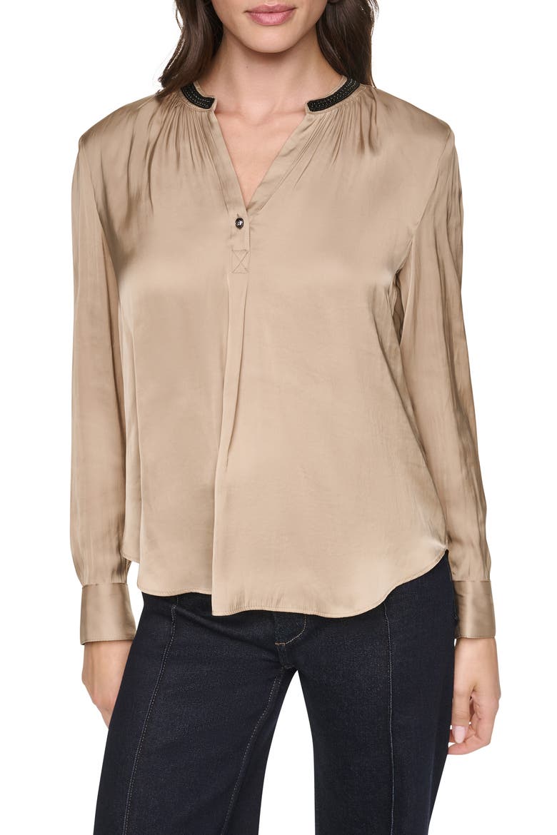 Park Satin Top, Main, color, TRAVERTINE