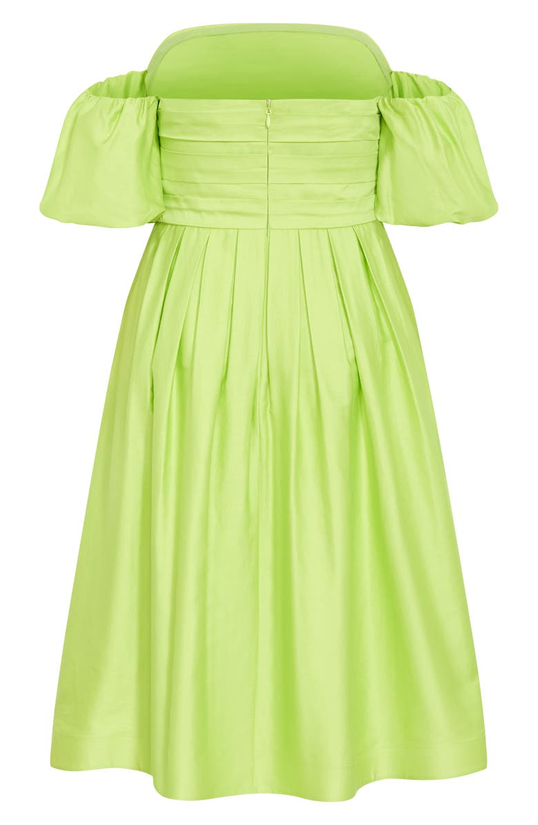 City Chic Rosalee Off the Shoulder Cotton Midi Dress, Alternate, color, Pistachio