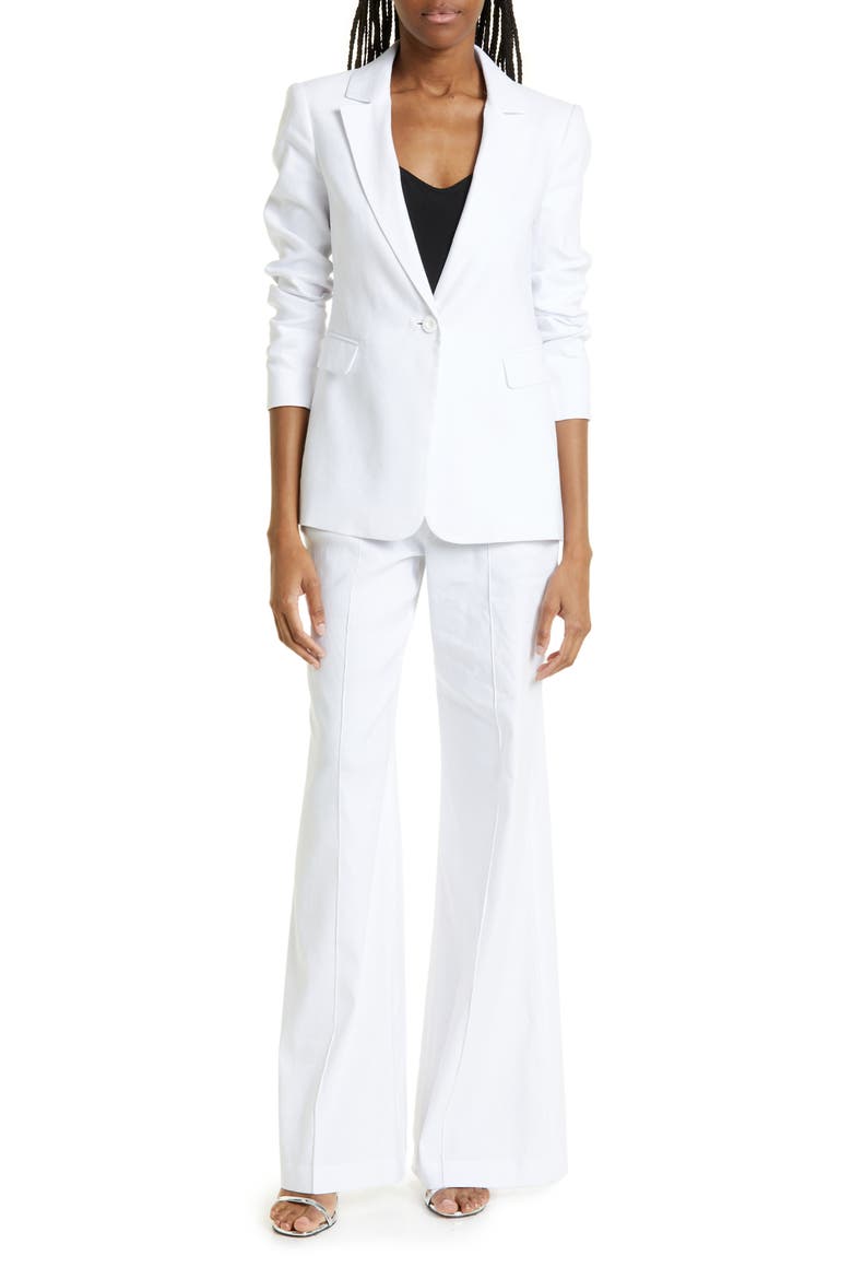 Dylan Wide Leg Linen Blend Pants, Alternate, color, WHITE