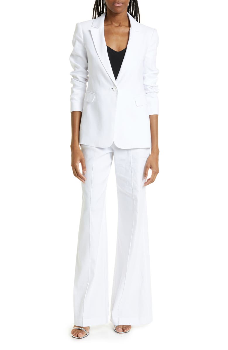 Alice + Olivia Dylan Wide Leg Linen Blend Pants, Alternate, color, White