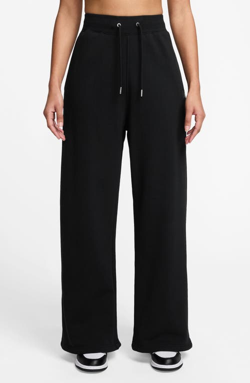Jordan Flight Fleece French Terry Open Hem Pants In Black