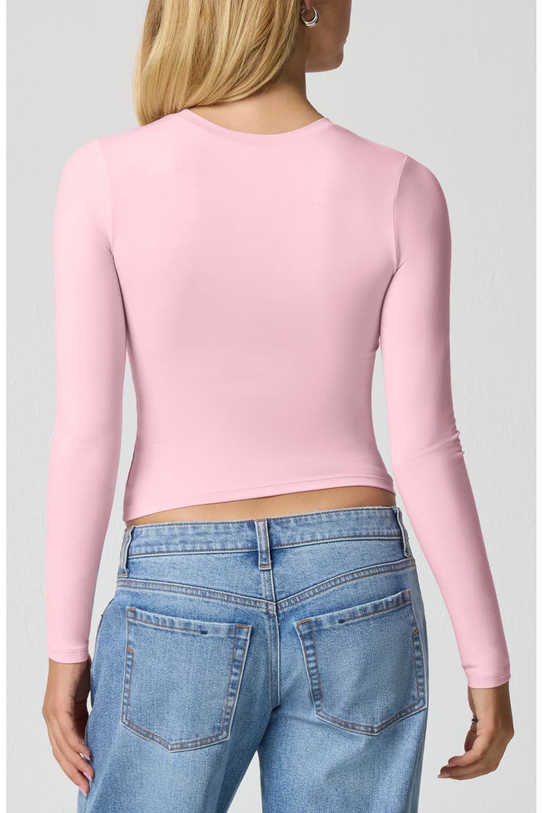 Softie Cotton Blend Long Sleeve Top, Alternate, color, BONBON