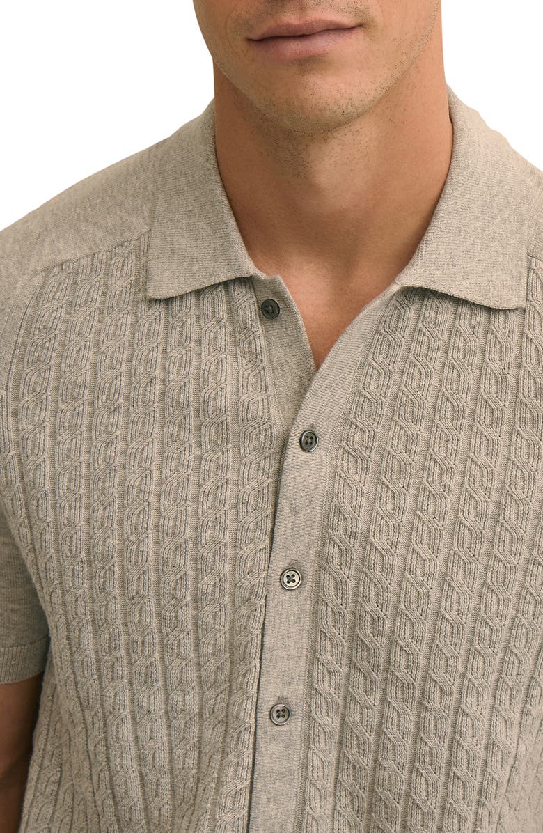 Brooks Brothers Mini Cable Cotton Short Sleeve Cardigan, Alternate, color, Bros Bc15