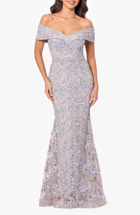 Off the Shoulder Embroidered Gown