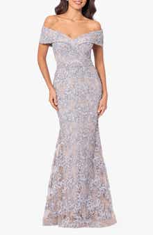 Off the Shoulder Embroidered Gown