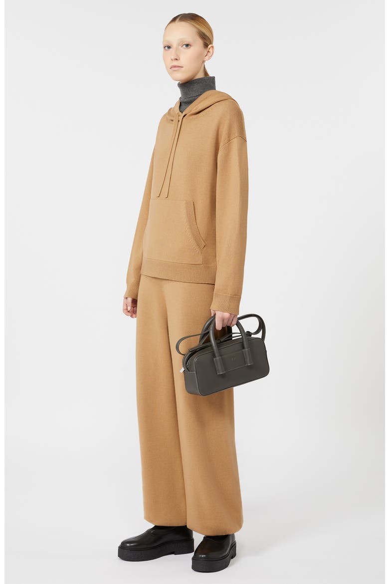 Loria Virgin Wool Sweater Hoodie, Alternate, color, CAMEL