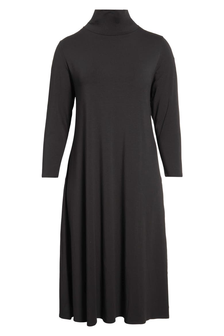 Turtleneck Long Sleeve Maxi Dress, Alternate, color, BLACK