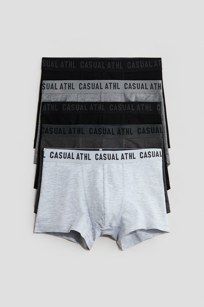 5-pack Cotton Trunks, Main, color, Light gray melange/dark gray