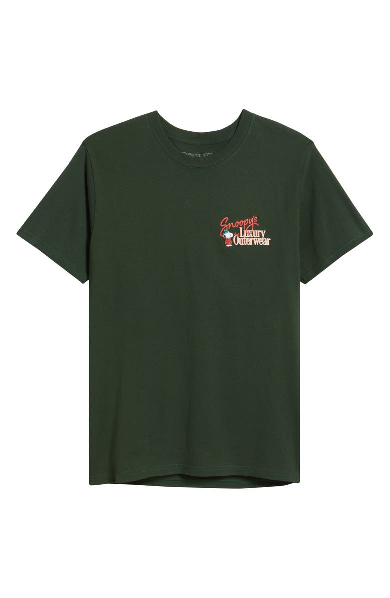 The Forecast Agency Peanuts<sup>®</sup> Luxury Outerwear Graphic T-Shirt, Alternate, color, Forest