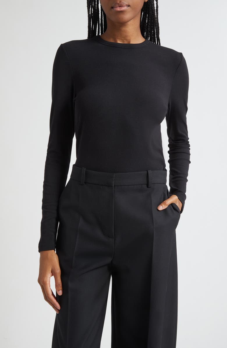 Vince Luxe Long Sleeve Crewneck Top, Main, color, Black