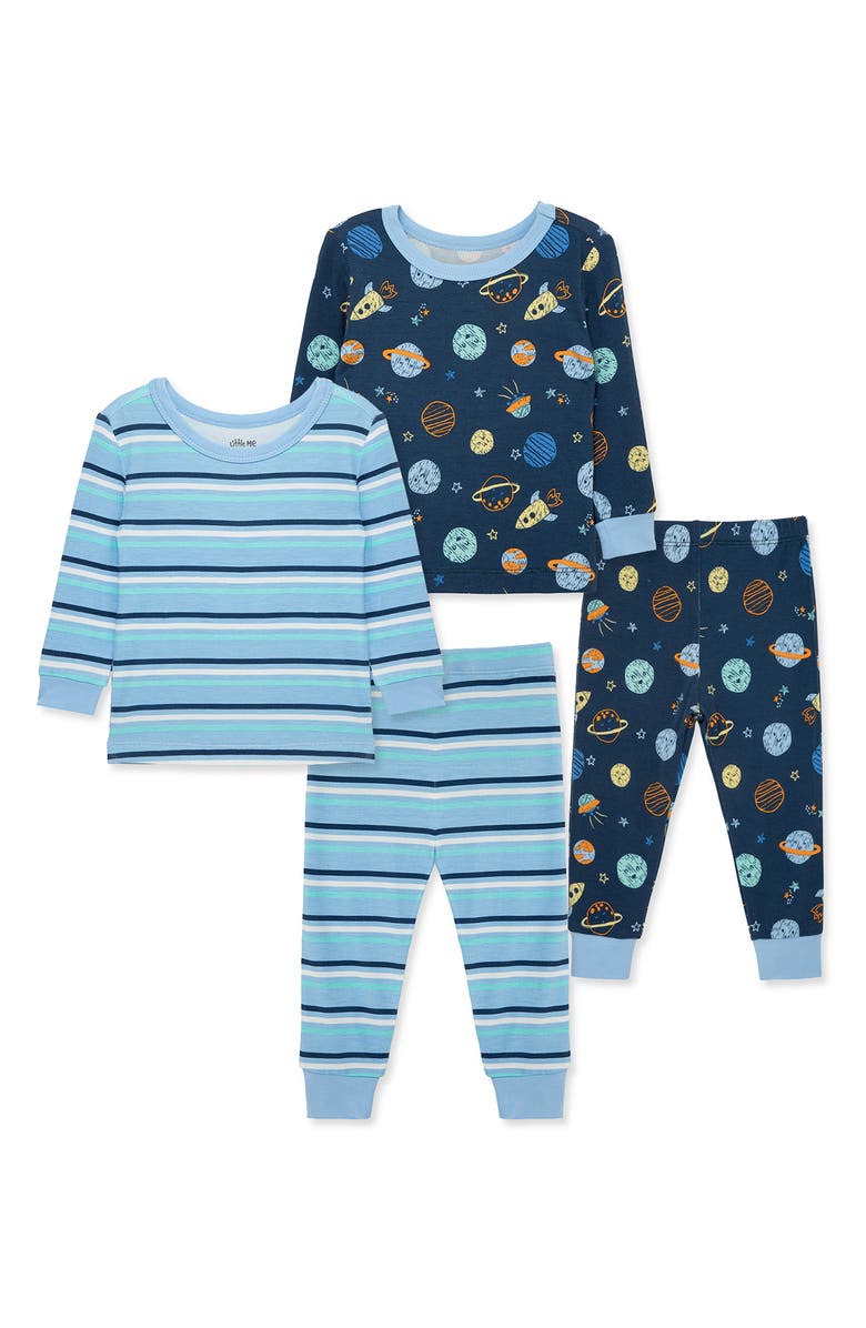 Little Me Space 2-Pack Stretch Viscose Pajama Set, Main, color, Blue