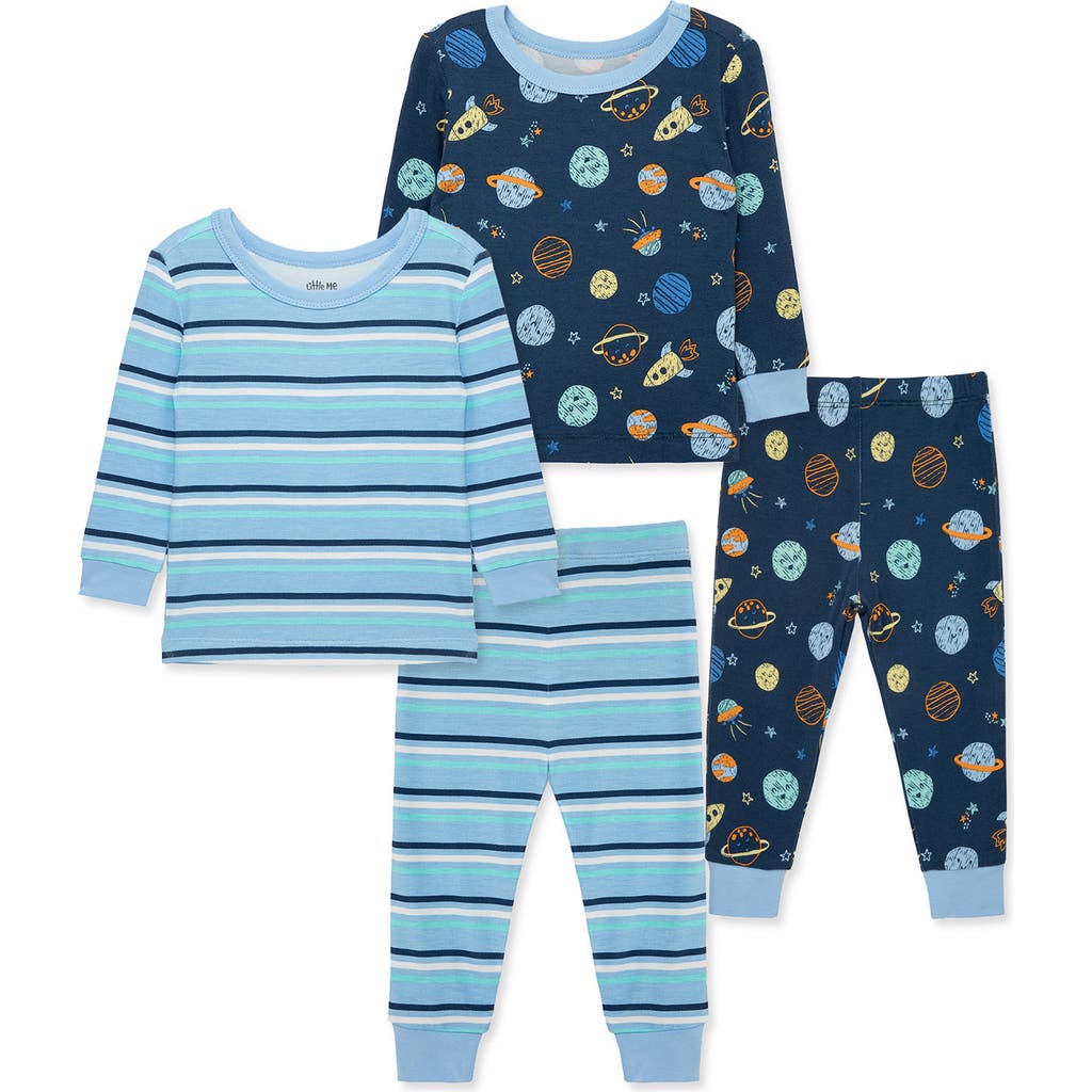 Little Me Baby Boys Space Pajamas, 4 Piece Set In Multi