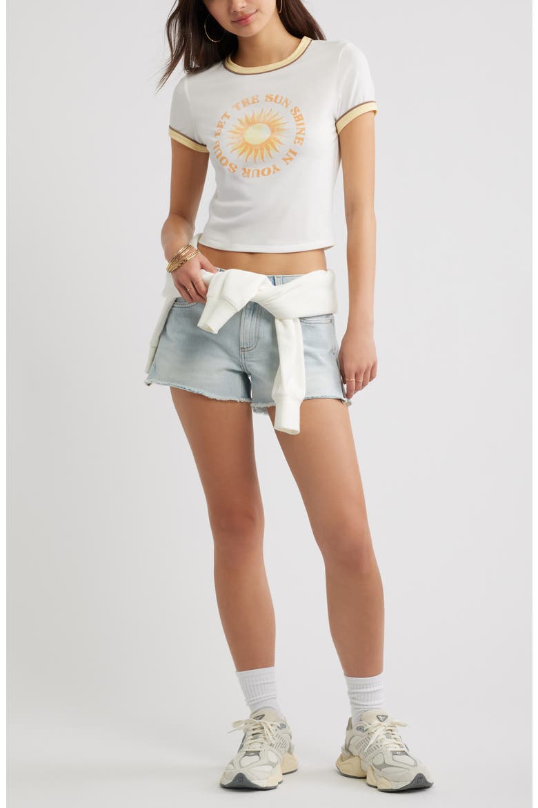Ringer Crop Graphic Baby Tee, Alternate, color, IVORY LET THE SUN SHINE