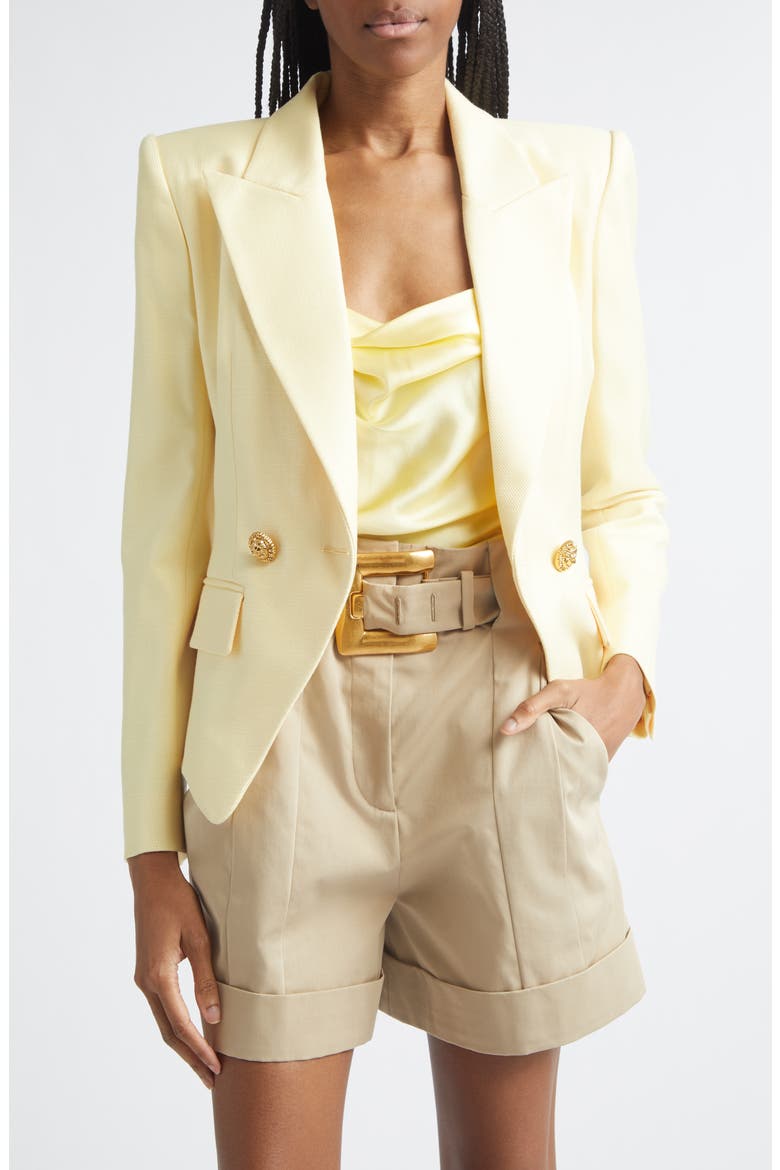 Double Breasted Natte Jacket, Main, color, 1GD PALE YELLOW