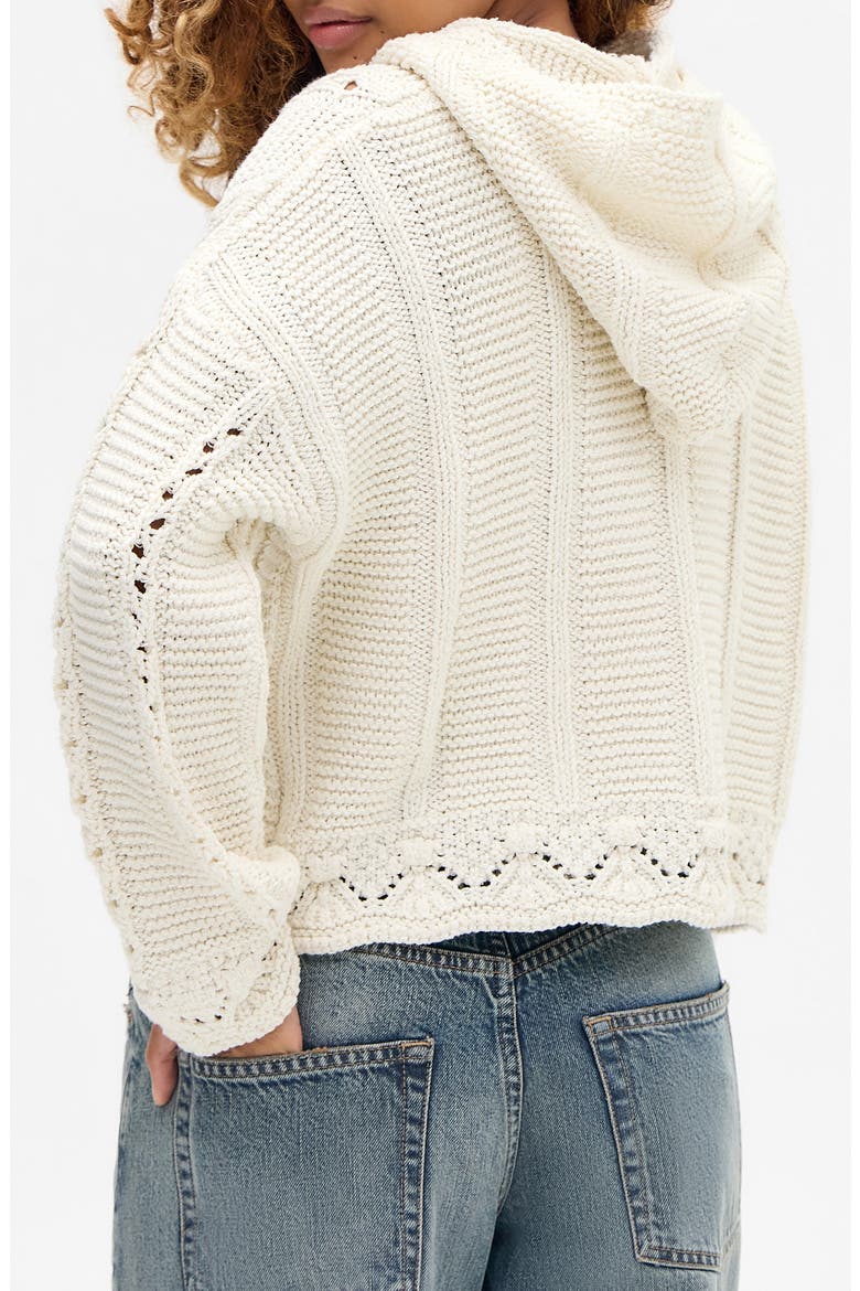 Crochet Zip Front Hoodie, Alternate, color, CREAM