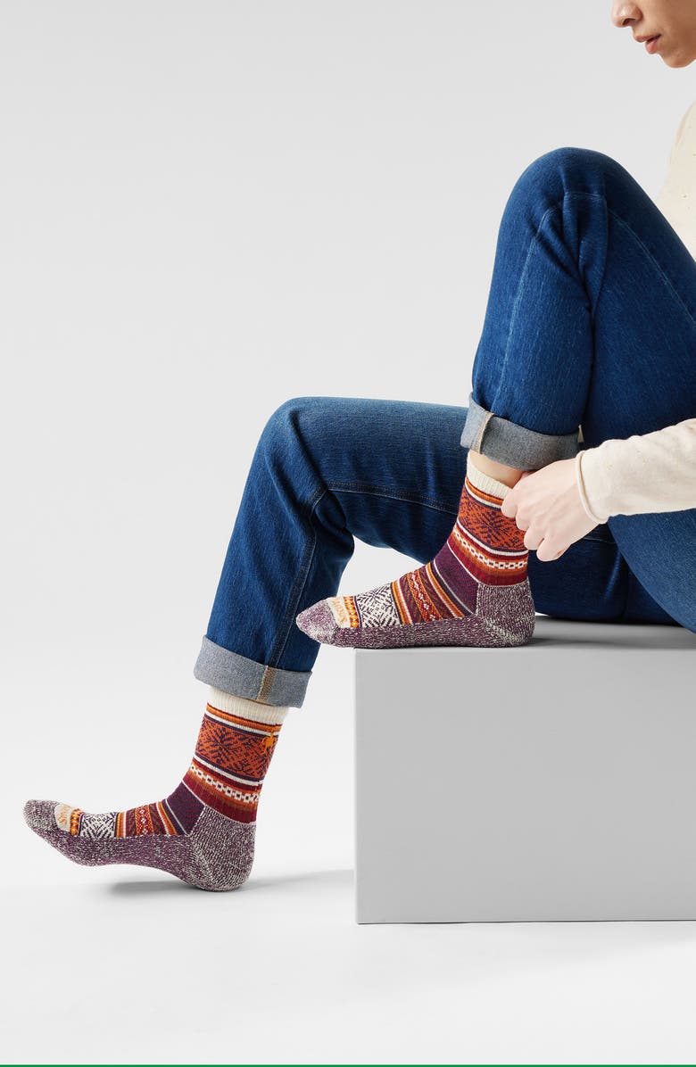 Smartwool Everyday Cozy Fair Isle Crew Socks, Alternate, color, Moonbeam