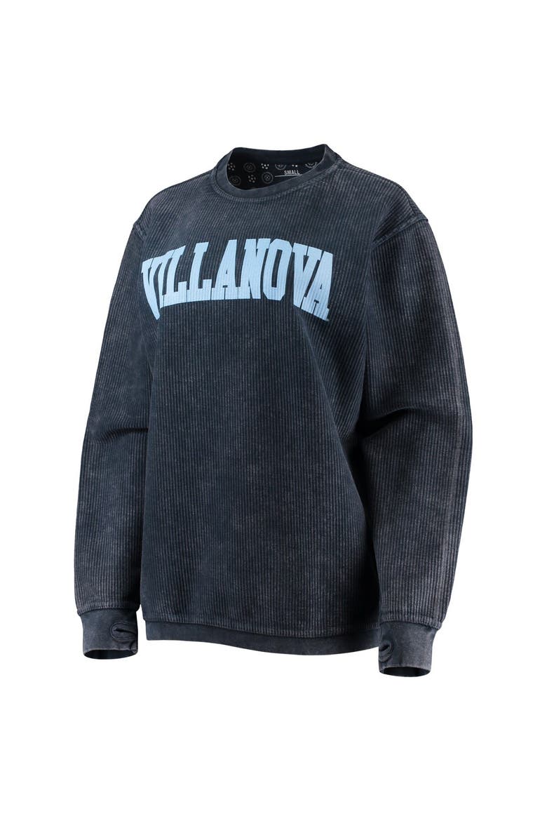 Women's Pressbox Navy Villanova Wildcats Comfy Cord Vintage Wash Basic Arch Pullover Sweatshirt, Alternate, color, Navy