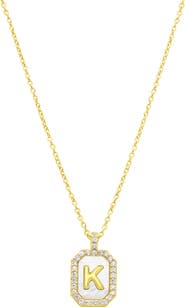 Adornia Crystal Mother of Pearl Initial Pendant Necklace