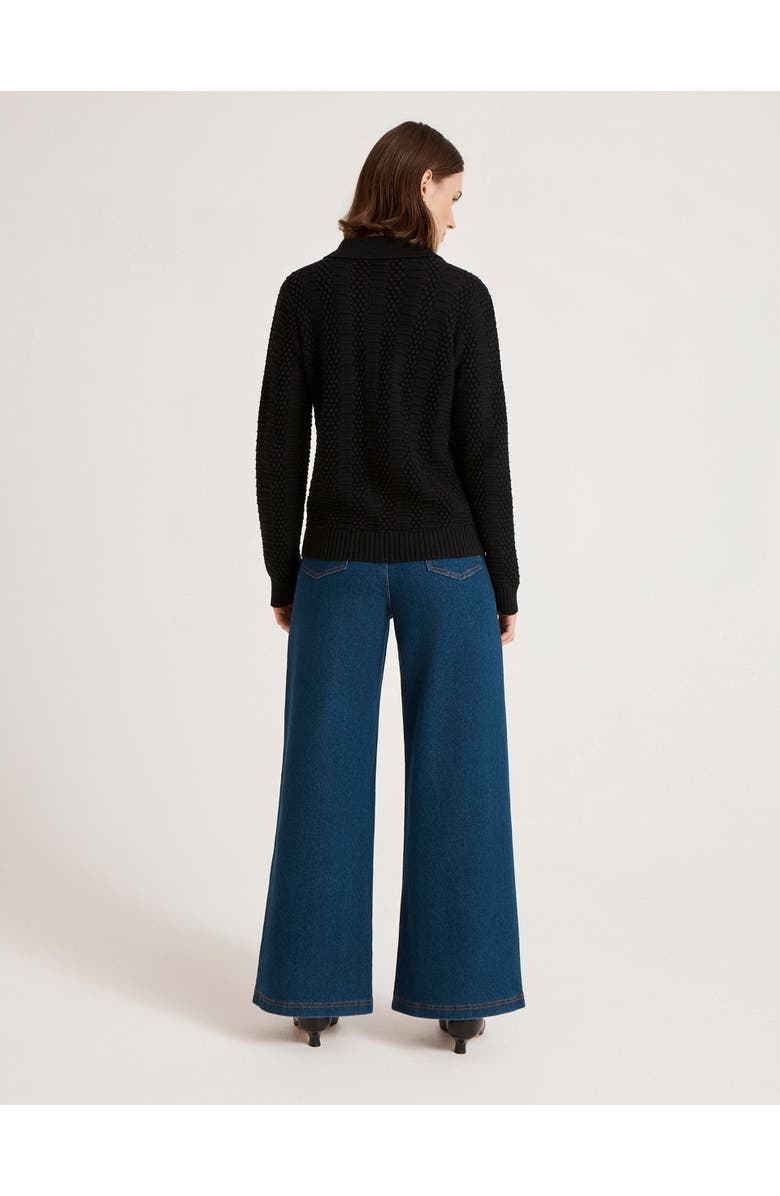 Finery London Emlyn Cotton Knitted Collared Cardigan, Alternate, color, Black