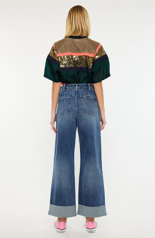 Kancan Haylee Ultra High Rise Wide Leg 90s Trousers Jeans In Blue