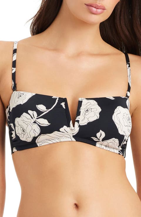 Floral V-Wire Bandeau Bikini Top
