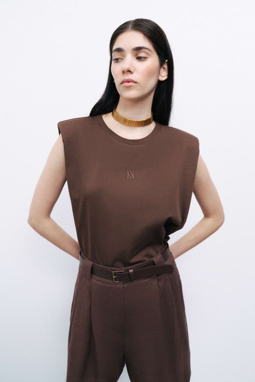 Nocturne Belted Linen Mini Shorts In Dark Brown