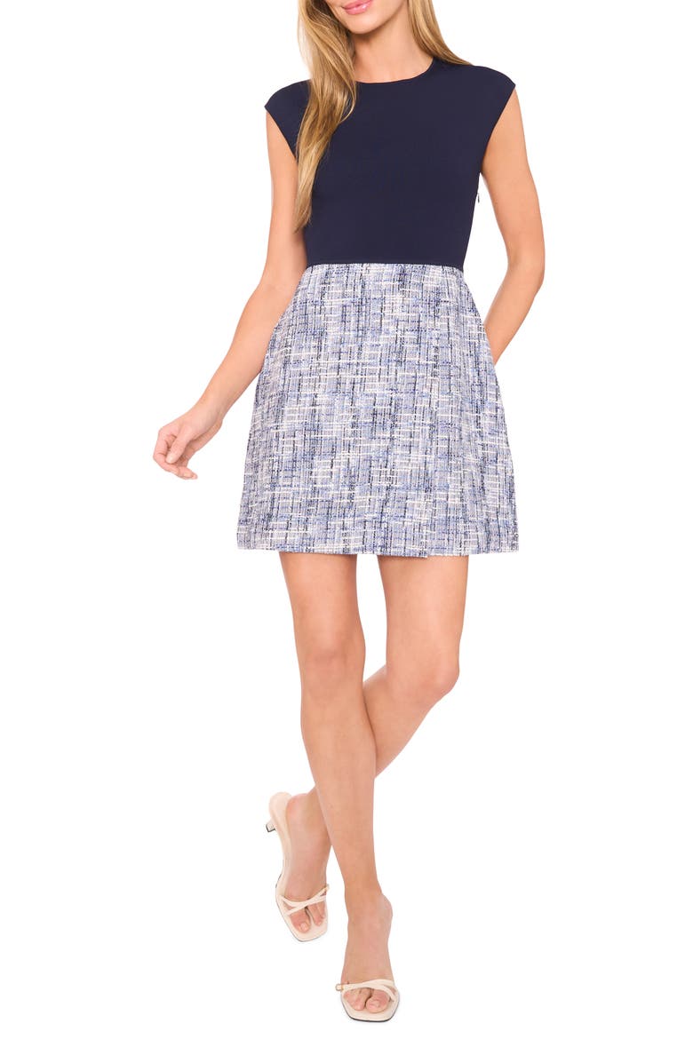 Mixed Media Minidress, Main, color, BARITONE BLUE
