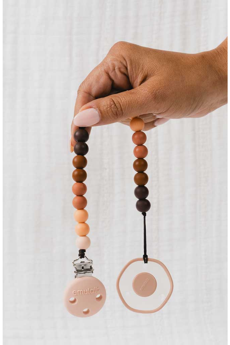 Secure Beaded Pacifier Clip, Alternate, color, Gradient Brown and Peach