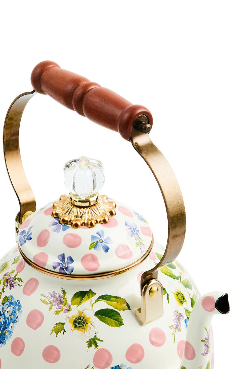 MACKENZIE CHILDS Wildflowers Enameled Steel 3-Quart Tea Kettle, Alternate, color, Pink