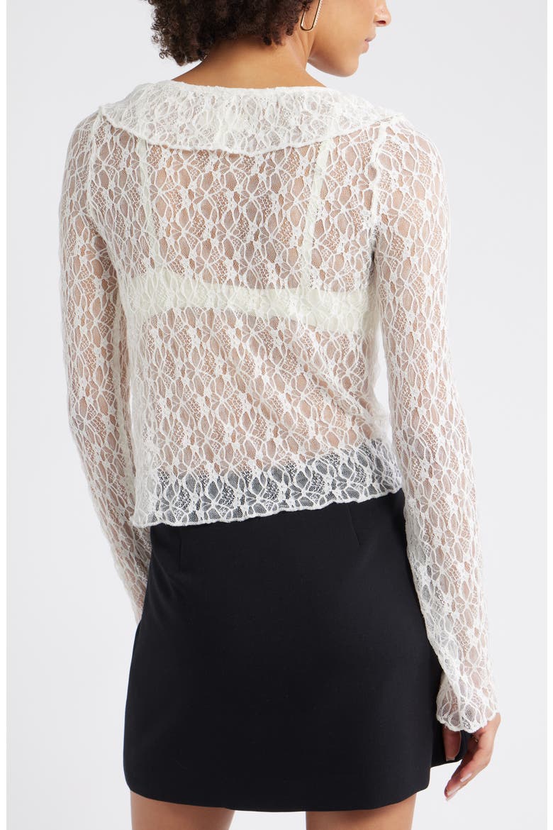 Ruffle Sheer Lace Top, Alternate, color, IVORY