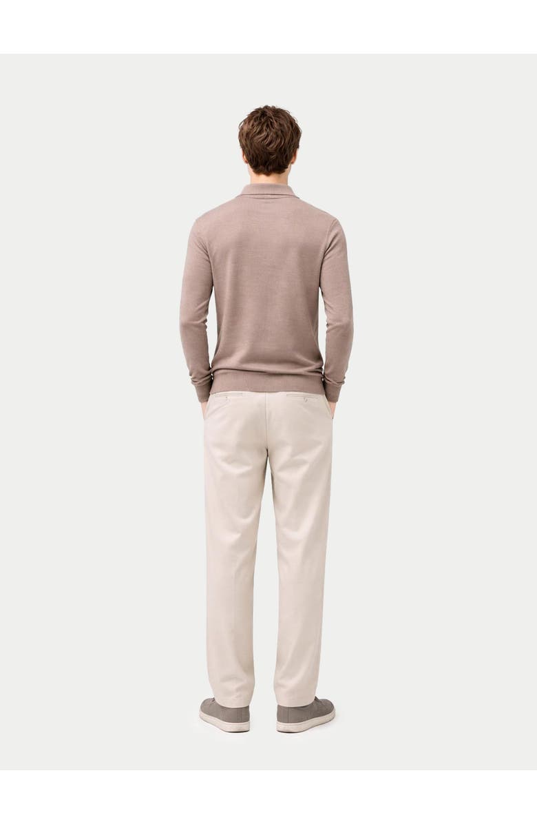 Gobi Cashmere Men Classic Polo Shirt with Long Sleeve, Alternate, color, Taupe
