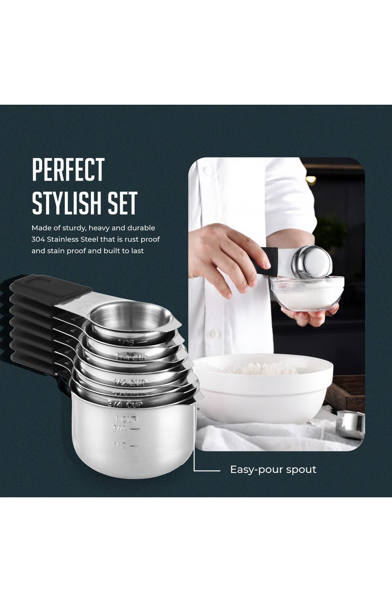 Luminuxe Magnetic Measuring Cups Stainless Steel Nesting Set, Alternate, color, Silver