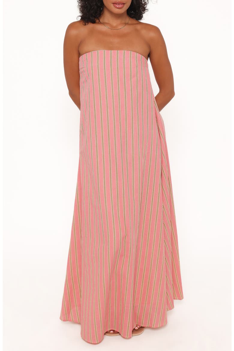 Soph Strapless Cotton Maxi Dress, Main, color, PINK STRIPE
