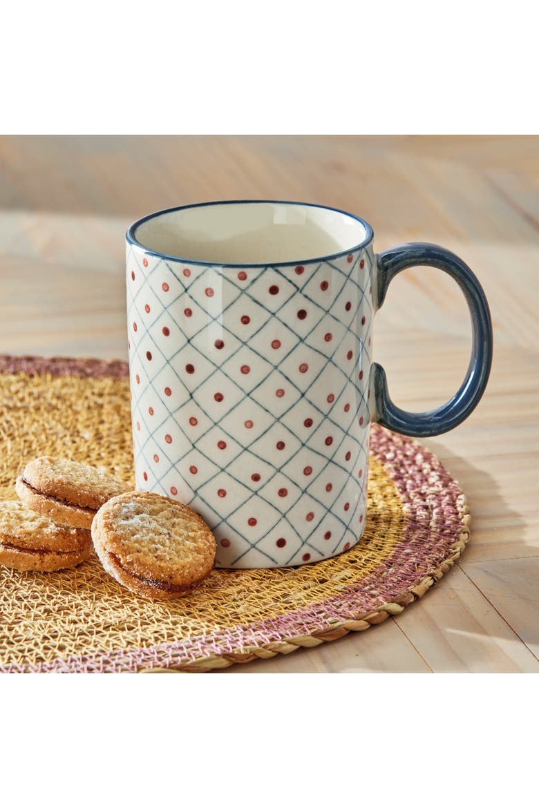 Stamped Grid Mug Multi Stoneware Everyday, Alternate, color, White